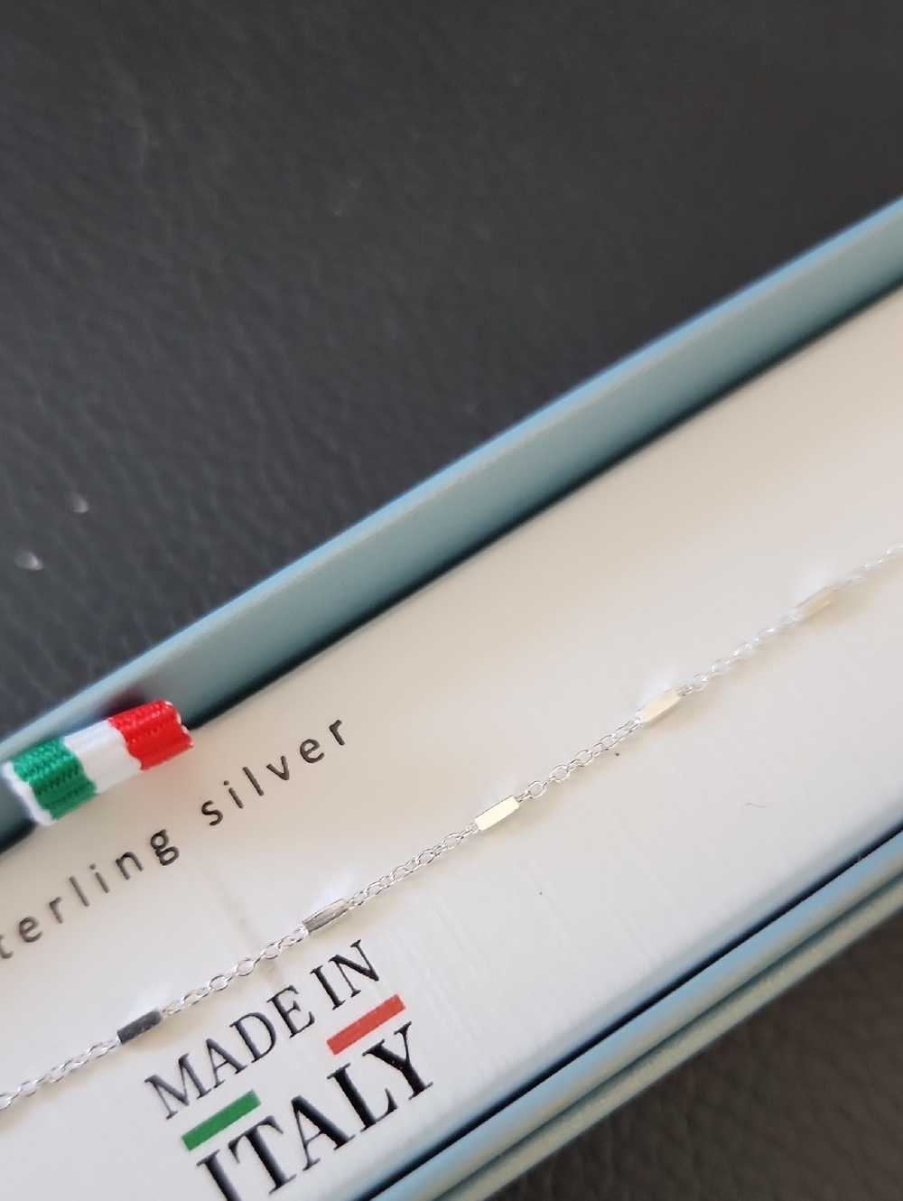 Sterling Silver Italian Box Chain Bracelet - Silver